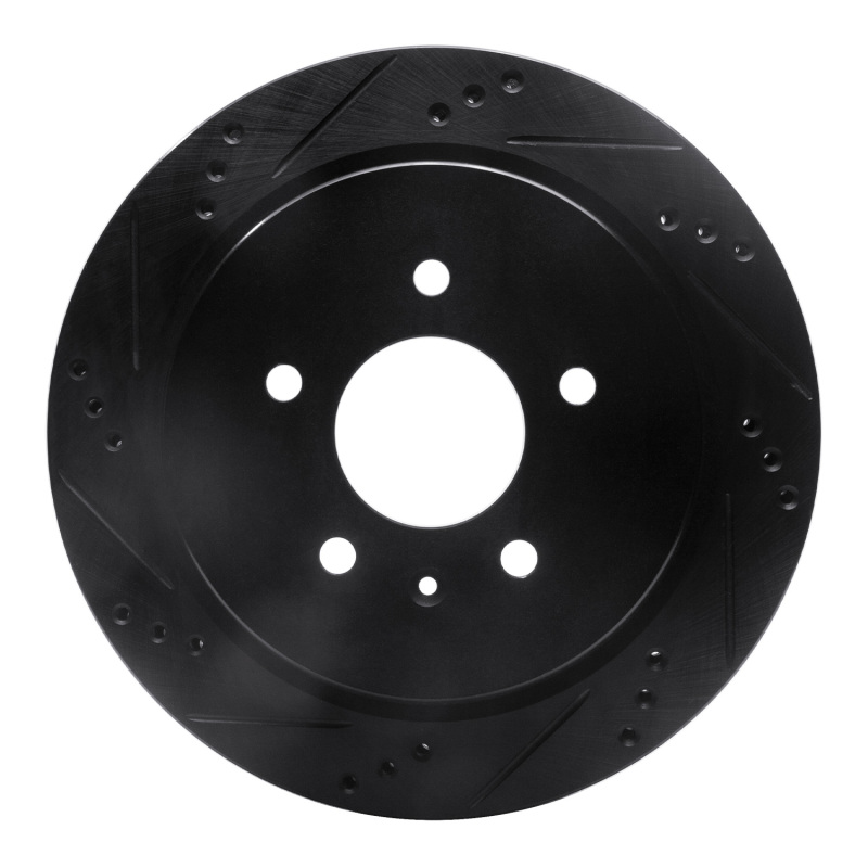 Cadillac CTS Brake Rotor (1) - Rear Left - R1 Concepts - Drilled & Slotted - Black - `03-`11